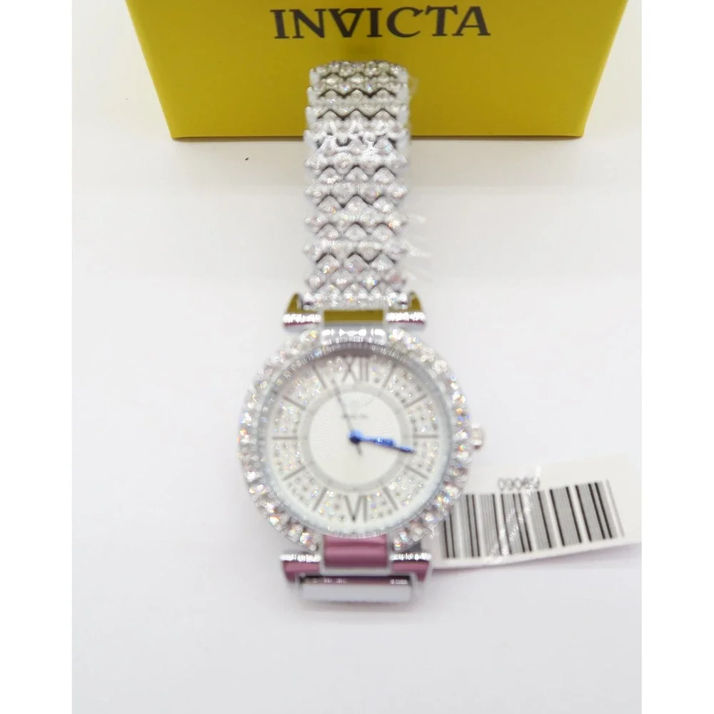 Invicta Wildflower Womens 34mm Silver Tone Crystal Accented Dress Watch NIB